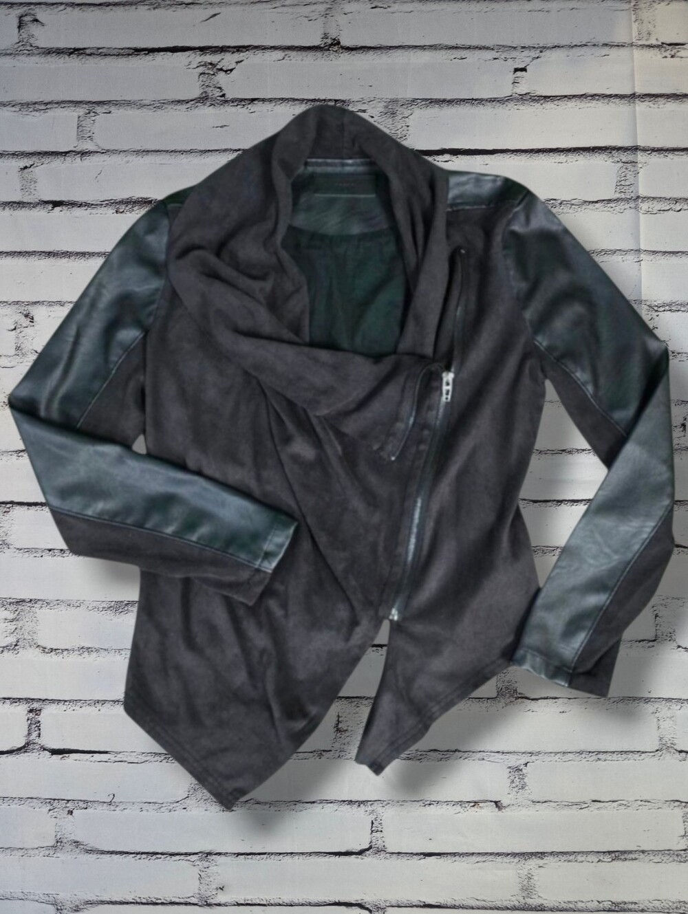 BLANK NYC | DRAPED VEGAN LEATHER COWL NECK MOTO JACKET